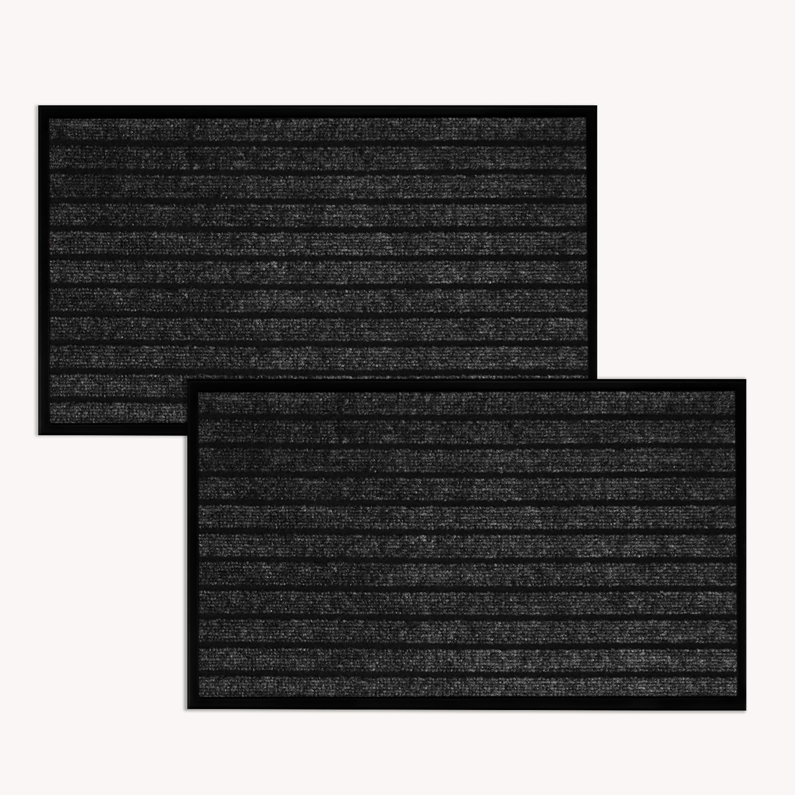 Imperial Rooms Black Door Mat Non Slip – 2 Pack Rubber mat 60x90cm Machine Washable Door Matts indoor Dirt Trapper Super Absorbent Door Mats Outdoor — image 1