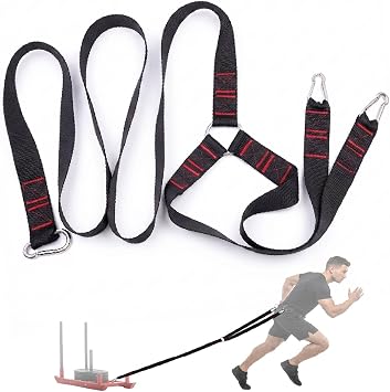 Heavy-Duty Sled Pulling Strap, Tire Dragging Pull Strap for Sled Training, Strength & Conditioning Workouts, Compatible with Harnesses & Belts