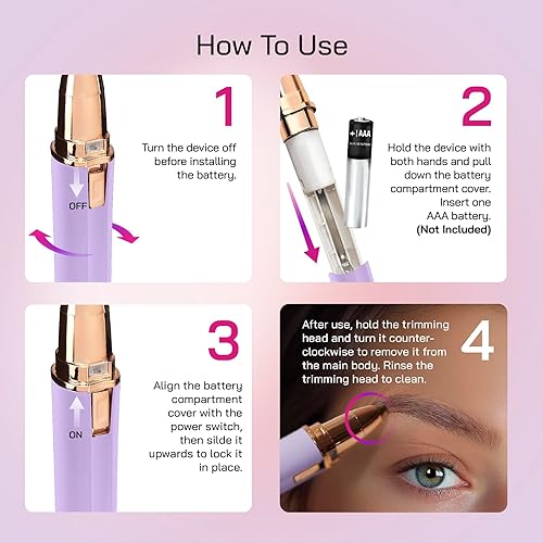 Miniatura 7 de Bella Ciao Pureglow - Recortador de cejas para mujer, luz LED integrada para una precisión completa, depilación facial para la cara de las mujeres,