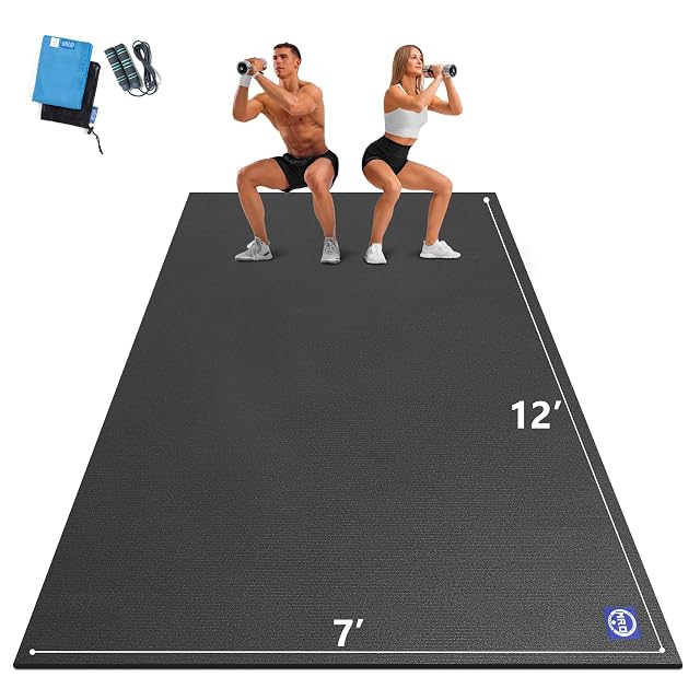 MRO Extra Large Exercise Mat 12x7 9x7 7x7 7x5 7mm High-Density Workout Mats for Home Gym Flooring Non-Slip