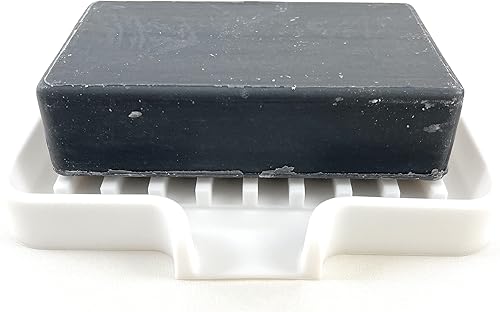 Miniatura 7 de Happitasa - Bandeja de silicona para jabón y soporte de esponja con conducto de drenaje, paquete de 2 unidades (blanco, 5.2 x 4 pulgadas)