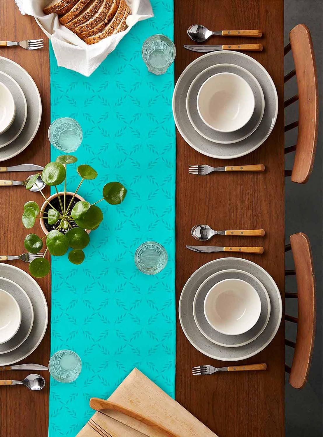 Aqua Diamond Checkered Table Runner 72 Inches Long for Dining Table Decor,Geometric Gingham Boho Trellis Lattice Burlap Linen Farmhouse Table Runner Coffee Kitchen Party Table Runners Dresser Scarf