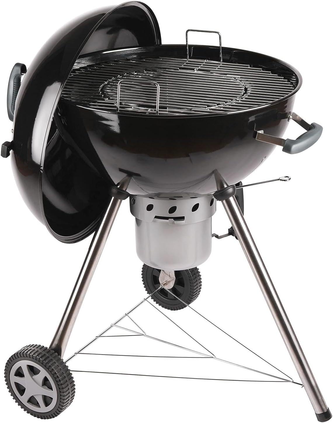 Barbecue a Carbone Kansas Ø57cm con Termometro Integrato e Griglia in Acciaio Cromato