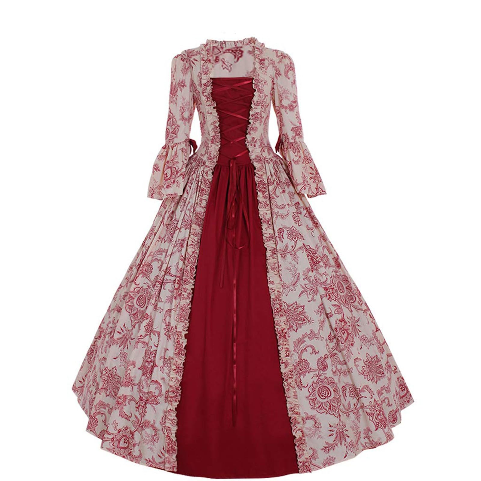 Generisch Disfraz de Halloween para mujer, disfraz de bruja, vestido de manga larga, estilo gótico, retro, vestido de media corte para mujer