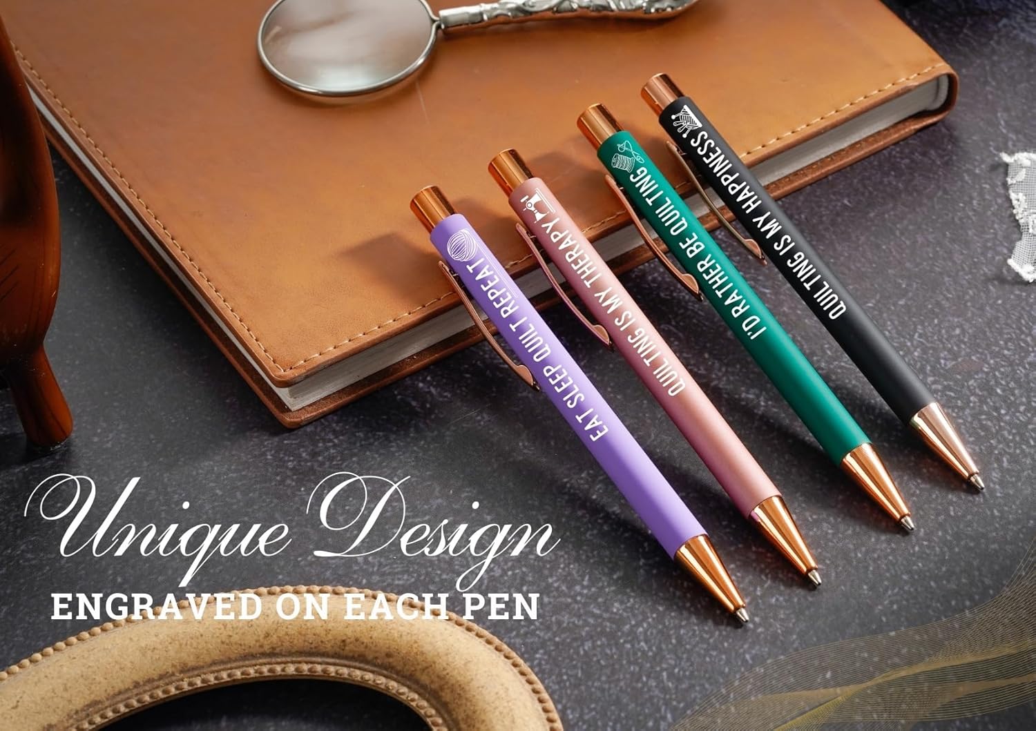 InnoBeta Quilting Gifts Ballpoint Pen Set of 4, Gifts for Quilters on Birthday and Christmas - Image 2