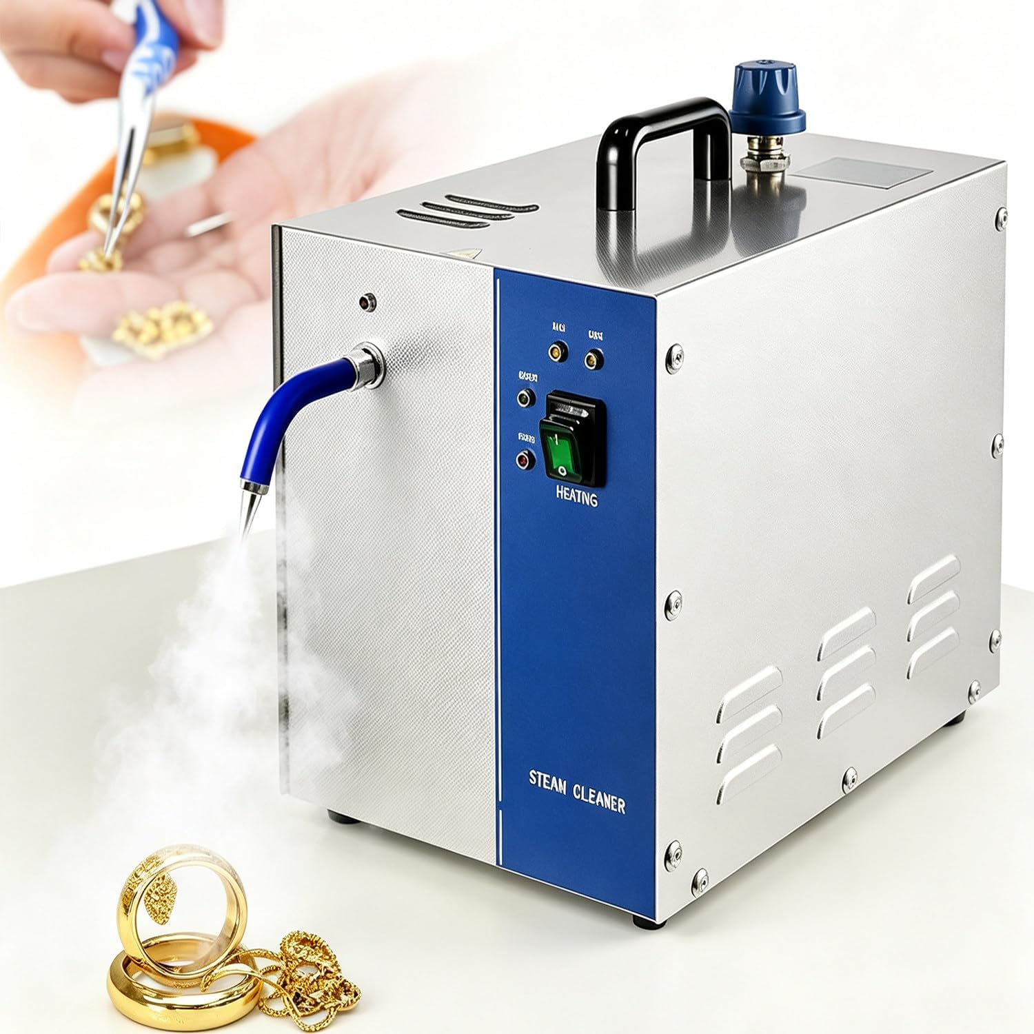 Jewelry Steam Cleaner 1300W/2600W, 2L/3L Stainless Steel – Chemical-Free Steamer for Gold, Silver & Gemstones