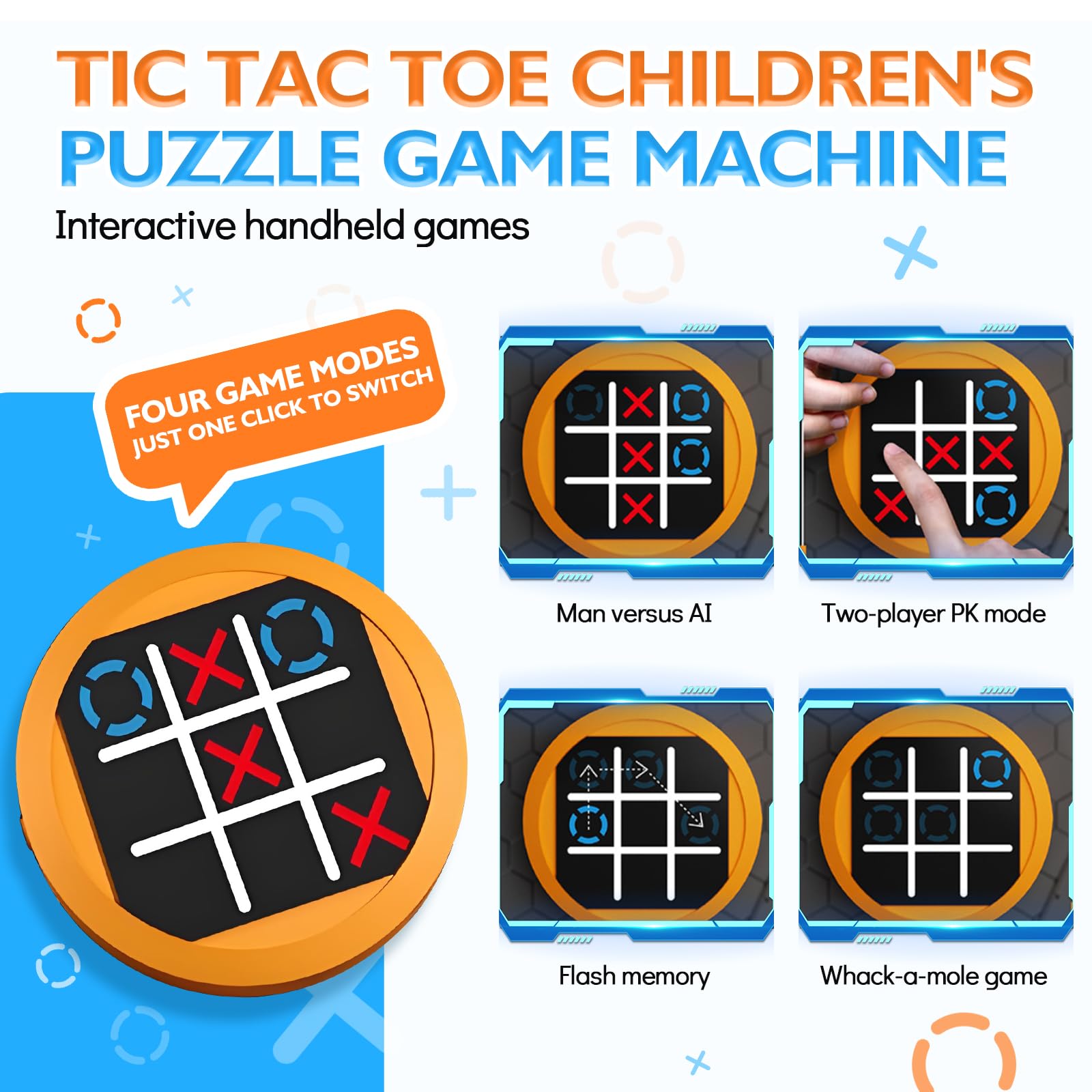 RoserRose 4 w 1 Tic-Tac-Toe gra planszowa, elektroniczna cyfrowa gra logiczna, prezenty wielkanocne, dla dorosłych i dzieci, przenośna gra rodzinna (żółta)