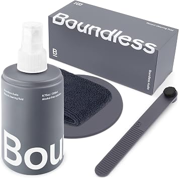 Boundless Audio Record Cleaning Kit - 6.75oz Vinyl Cleaner Solution, Record Cloth & Label Protector Bundle with Stylus Brush - 4 Piece Vinyl Cleaning Kit