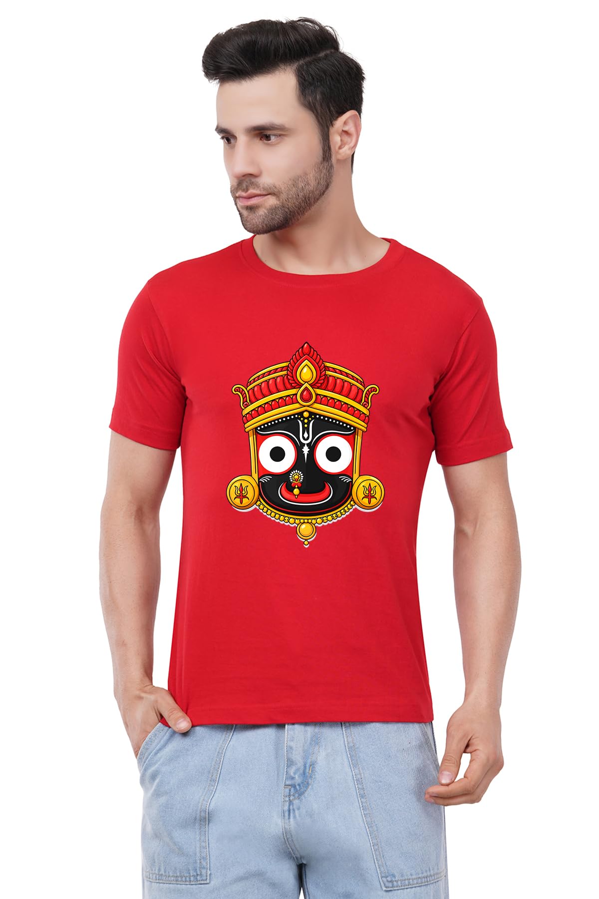 caseria Men's Cotton Graphic Printed Half Sleeve T-Shirt - Jagannath Face-picture-23