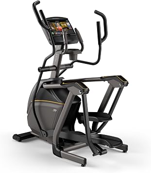 Matrix Fitness E50 Elliptical with XIR | 16" Touchscreen WiFi+BT+HDMI | Low Impact Workouts, Full Body Cardio, High Calorie Burn | Space Saving Compact Design, Suspension Elliptical