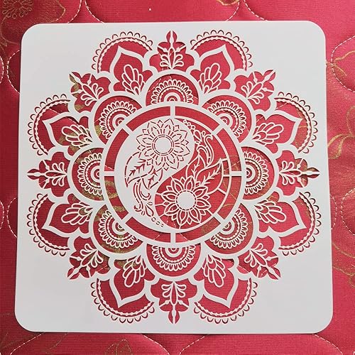 Miniatura 9 de Plantilla floral de manualidades 12 x 12 pulgadas plantilla reutilizable de mandala para muebles pintura de madera álbum de recortes plantilla