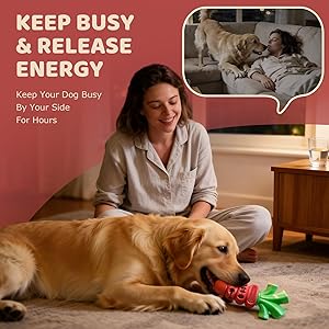 Frienhund Indestructible Dog Toys for Aggressive Chewers Heavy Duty Beef-Flavored Chew Toys for Large & Medium Dogs (20-70 lbs), Dental Teeth Cleaning, Holiday Dog Gift (Red)