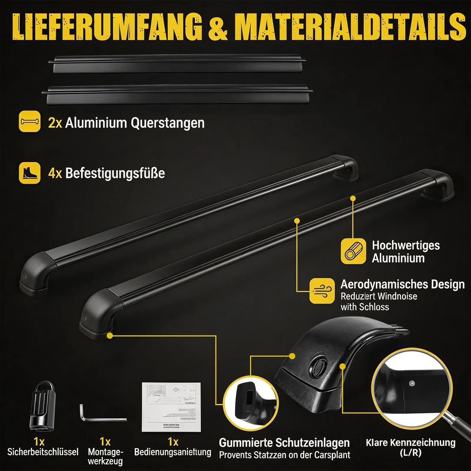 MIKKUPPA Premium Barras de Techo Transversales compatibles con Tesla Model Y 2020-2023 | Aluminio 6063 & PA6+30GF | para portaequipajes y portabicis