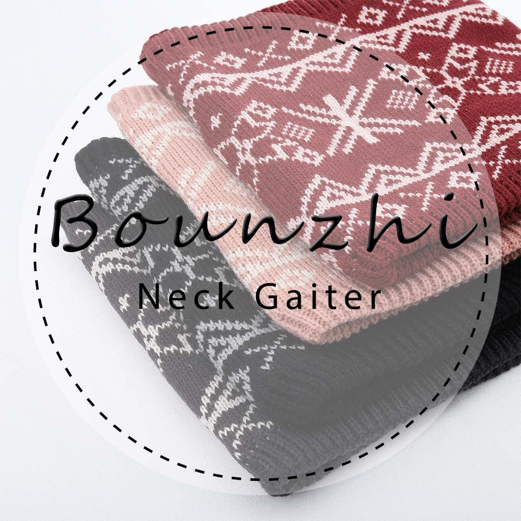 Bounzhi Winter Neck Warmer Cold Weather Neck Gaiter Snowflake Face Mask Knit Fleece for Men and Women Hiking Fishing cycling (Black) at  Men’s Clothing store