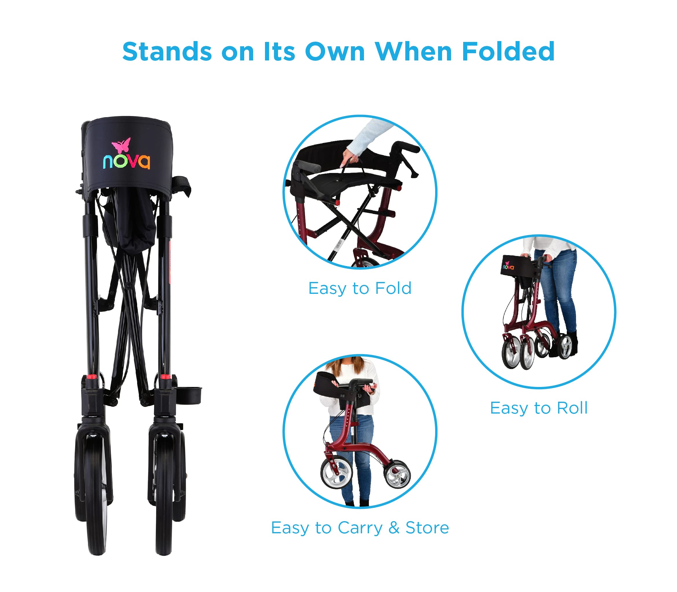 Buy NOVA Medical Products Express Rollator Walker, Large 10” & 8