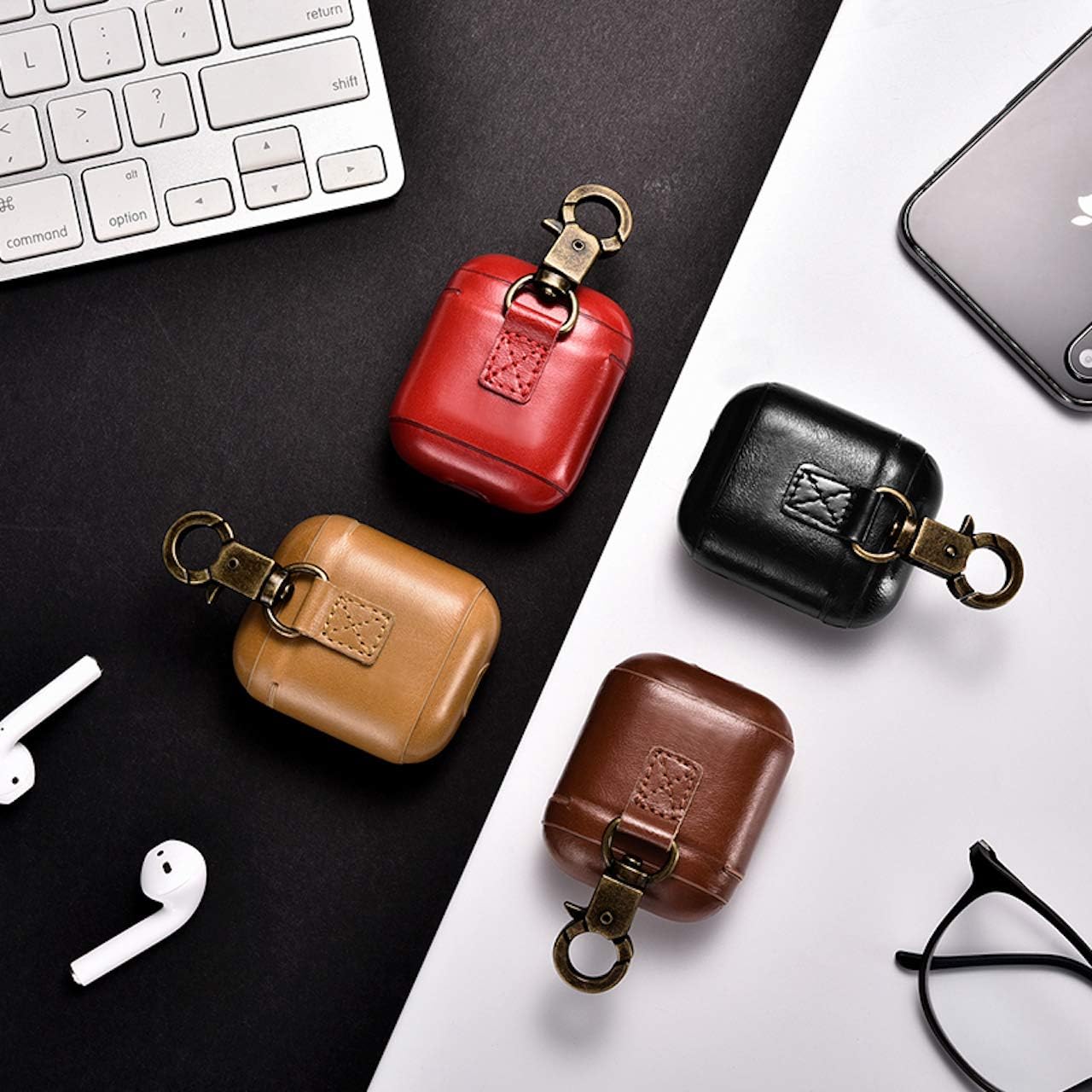 کیف محافظ پلاستیکی-چرمی Royal Individual برای ایرپادز اپل