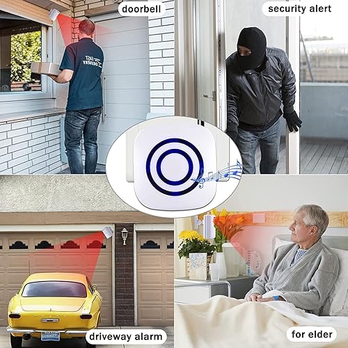Miniatura 6 de Alarma con sensor de movimiento, alarma inalámbrica de entrada de largo alcance, sistema de seguridad para el hogar interior, timbres eléctricos, 4