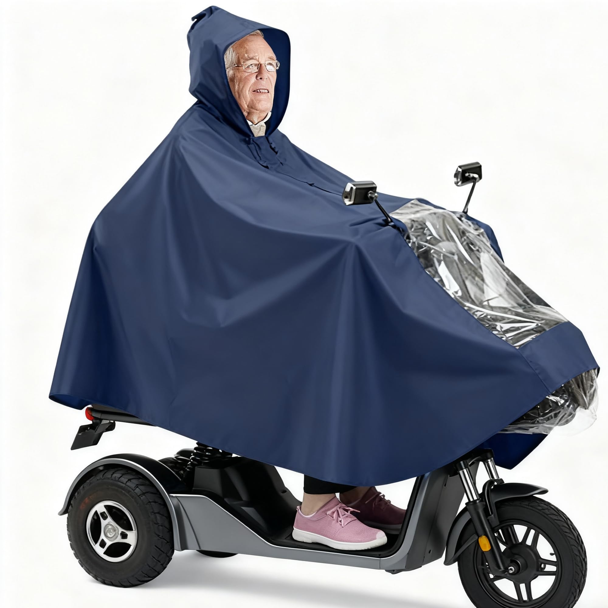 Copertura Impermeabile Antipioggia, Schiena Con Specchio Retrovisore e Riflettore, Poncho Antipioggia Per Veicoli Elettrici, Poncho Impermeabile Per Sedie a Rotelle Con Cappuccio