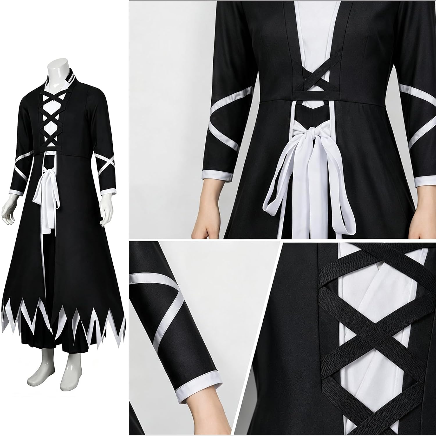 Volrath Adult Anime Black Robe Cloak Kurosaki Cosplay Costumes Japanese Traditional Swordsman Halloween Outfits Sets image 5