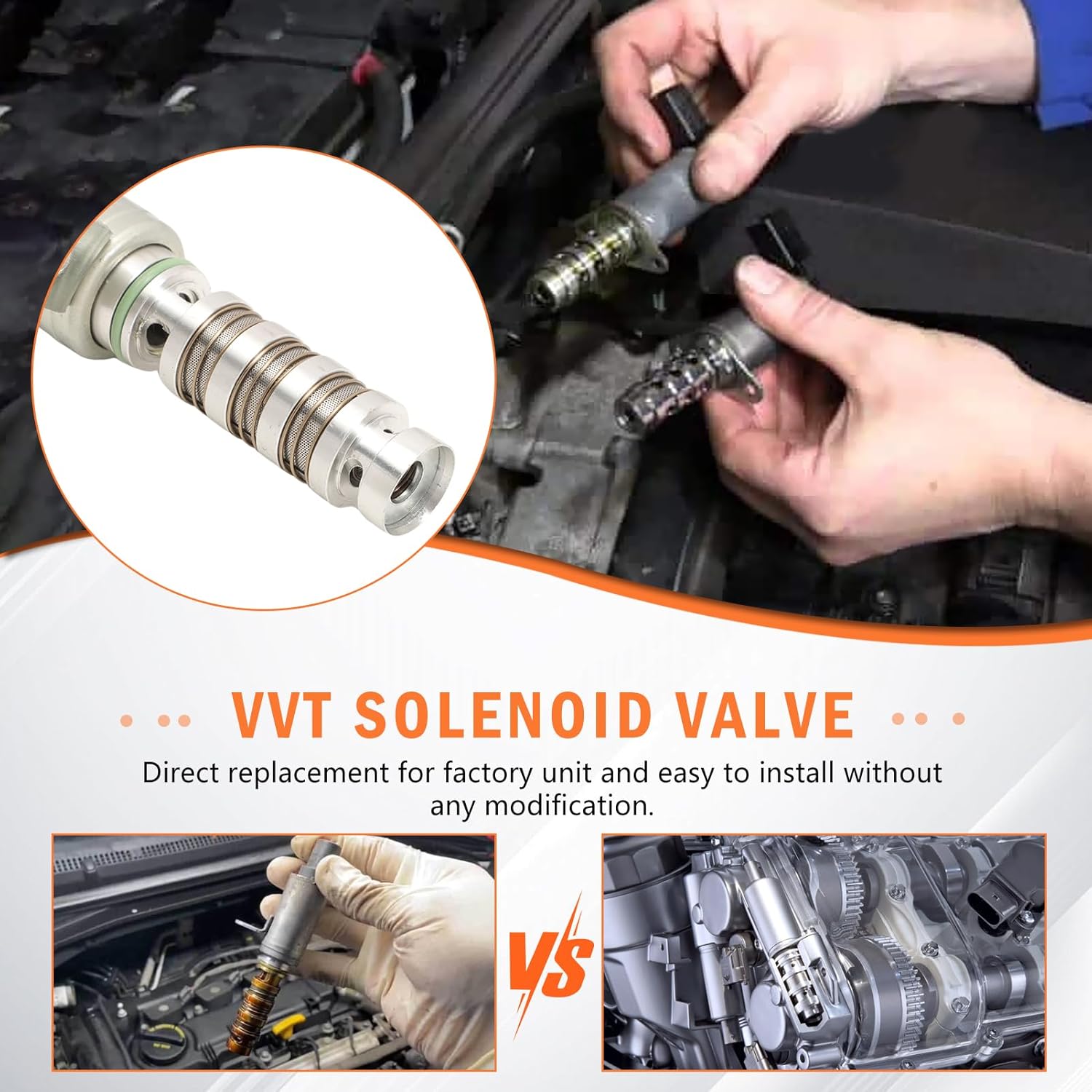 VVT Solenoid Intake and Exhaust Camshaft & Crankshaft Position Sensor Fit for Hyundai Elantra 2017-2020 Tucson Kia Forte 24375-2E100 39350-2E200 39180-2B000 2.0L