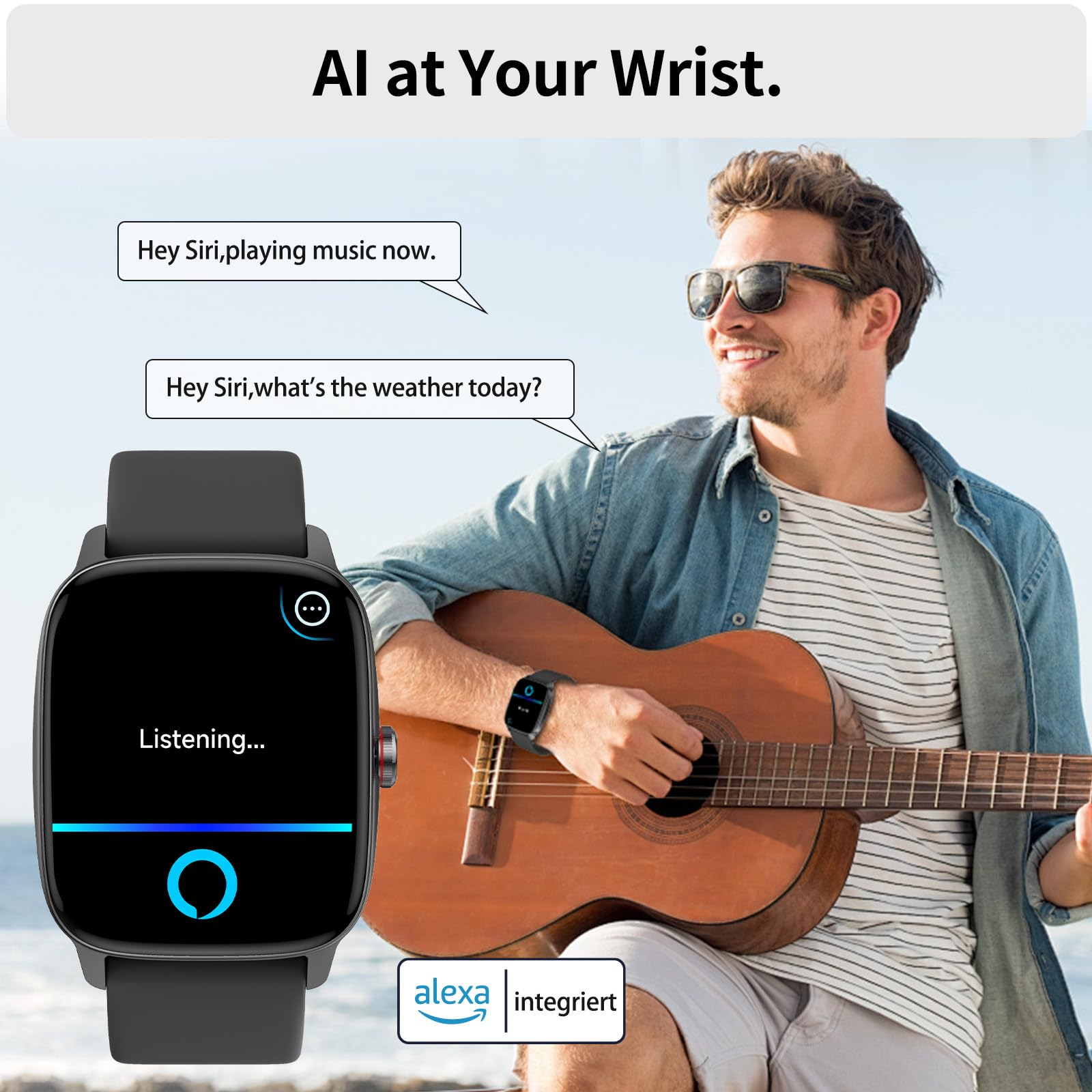 Smart Watch for Men Women, Bluetooth Call Smartwatch with AI Voice, 1.85" HD Fitness Watch, Heart Rate/Steps/Sleep Monitor, 100+ Sports Modes, IP68 Waterproof Watch for Android iOS - 5