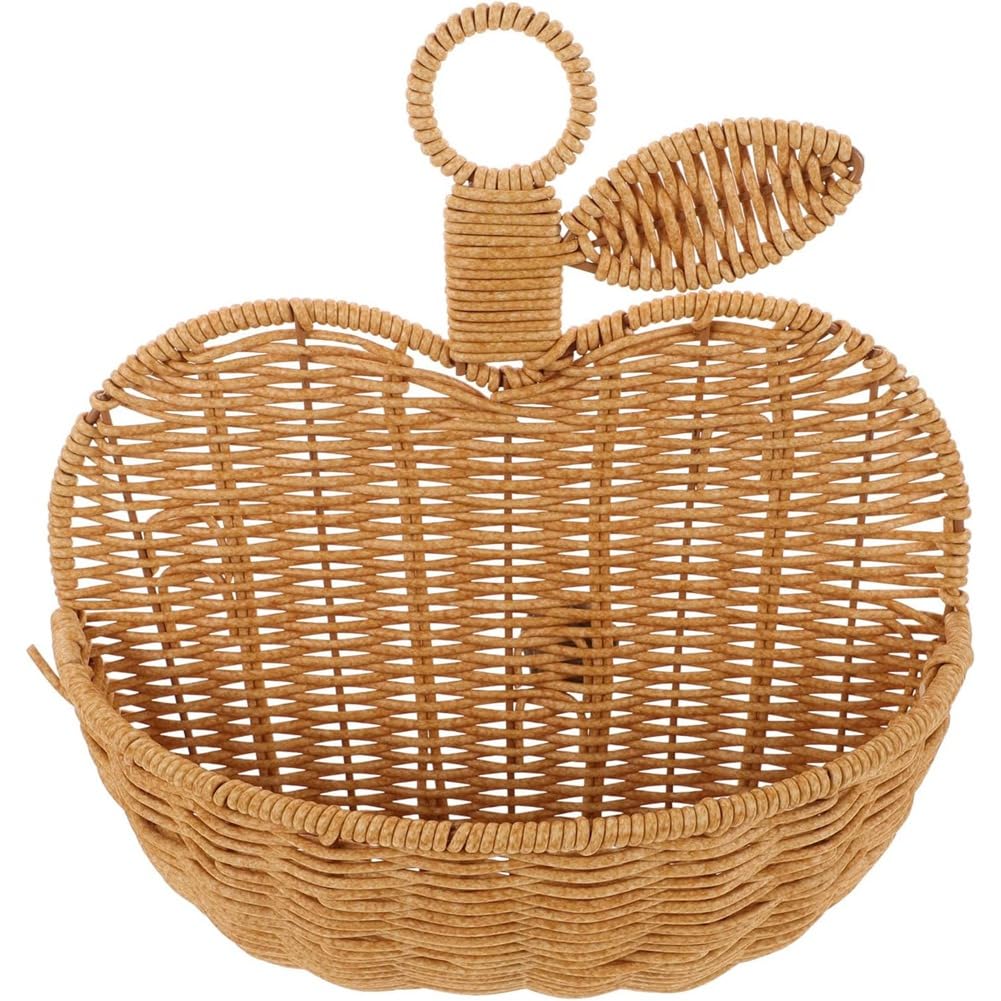 CTRLZS For Kitchen Fruit Organizer Storage Bin Hanging Shaped Wicker Basket Small Rattan Wall Hand-Woven