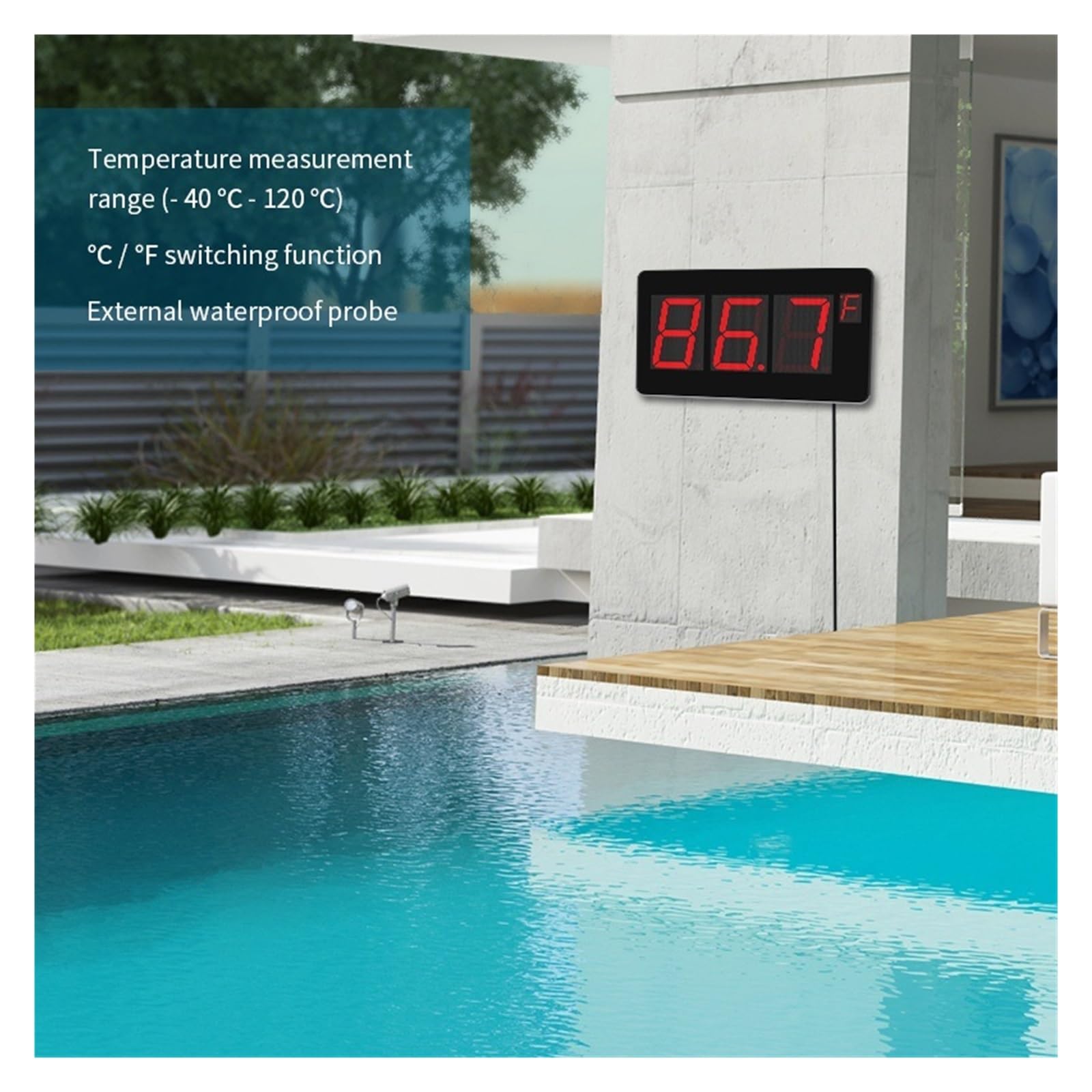 Termómetro Digital Con Sensor De Temperatura For Sauna, Piscina, Agua, Termostato Y Monitor Alarma Sensor De Alta PrecisióN