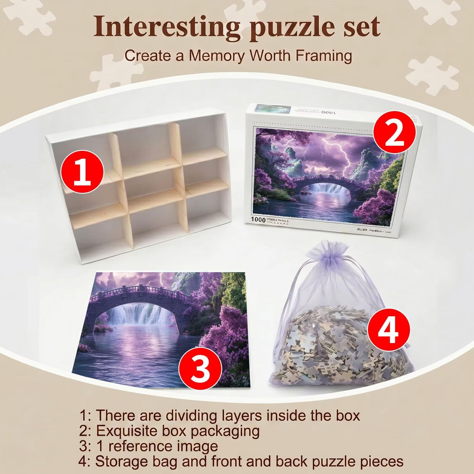 paesaggio ponte Puzzle 5000 Pezzi per Adulti, Puzzle in Legno - Collezione Classica con Poster Incluso - Sfida di Concentrazione e Passatempo Antistress, Gioco per Famiglia, 156 x 105 cm f0-528