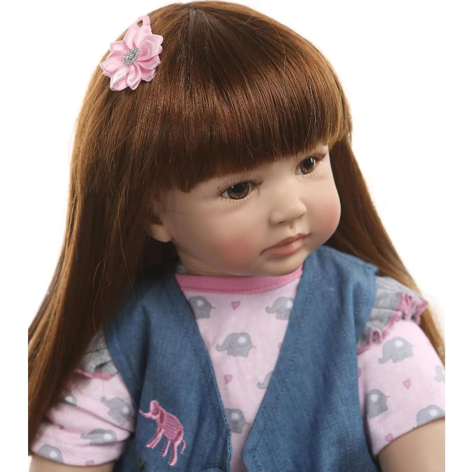 ZIYIUI Bambole Reborn Originali 24 Pollici 60 Centimetri Realistico in Silicone Morbido Femmine che Sembrano Vere Neonate con Capelli Lungh Toddler