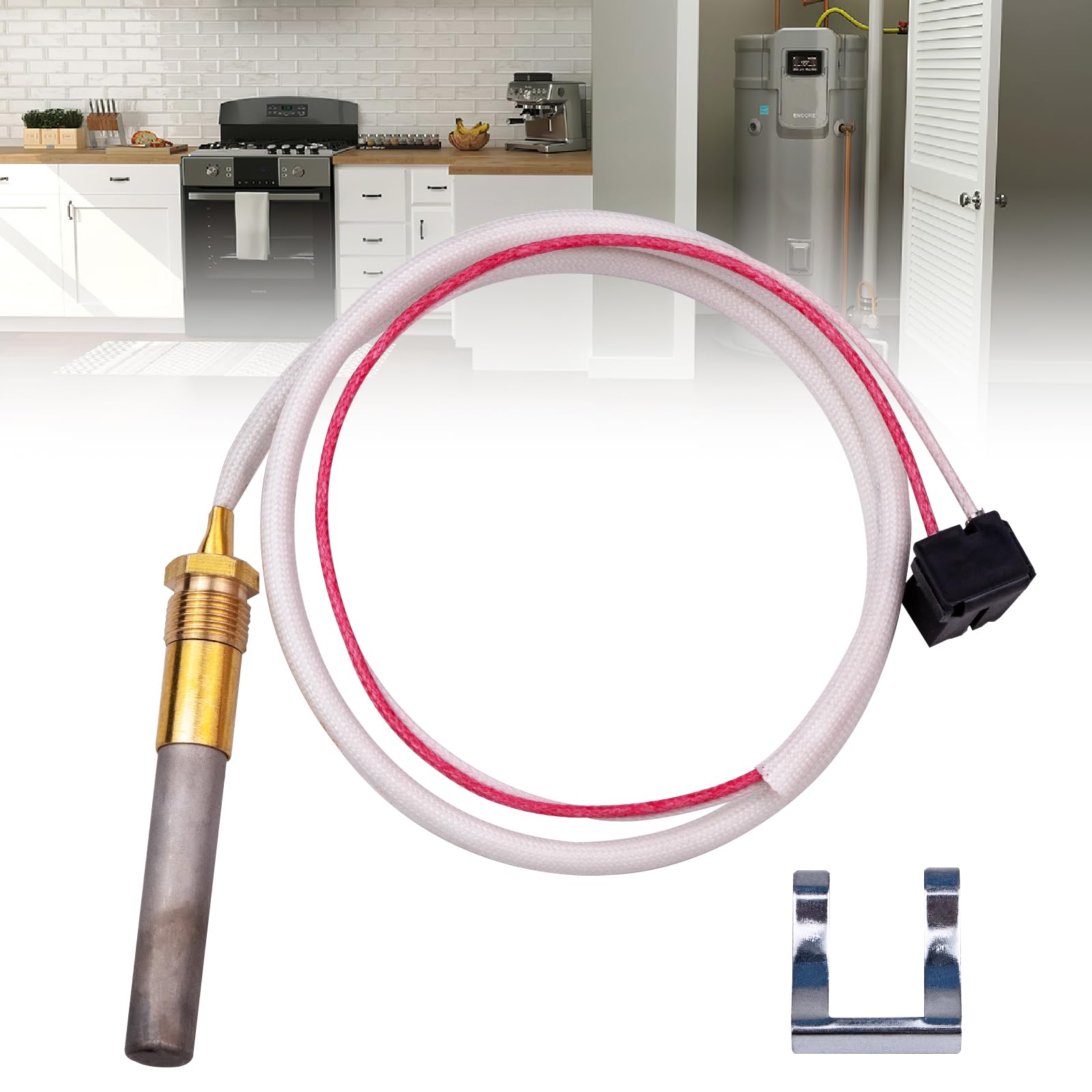 Conjunto de sensor de termopila de 750 mV, compatible con quemador piloto de calentadores de agua Rheem Ruud Richmond, sensor de termopar para calentadores de agua a gas. Reemplace SP20824, SP20754, SP21058, SP20800, SP21096, SP20739.