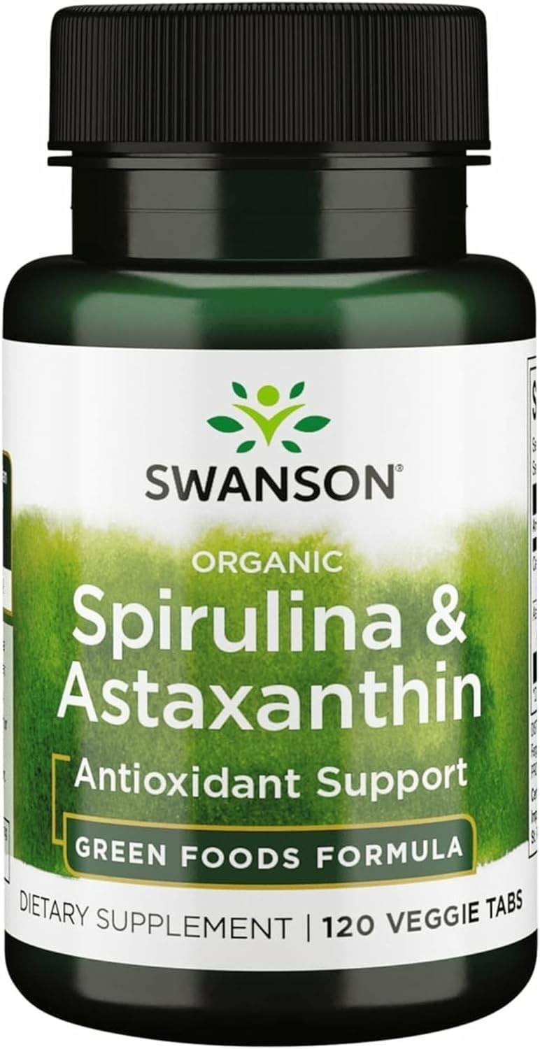Swanson Organic Spirulina & Astaxanthin 120 Veg Tabs (2 Pack)
