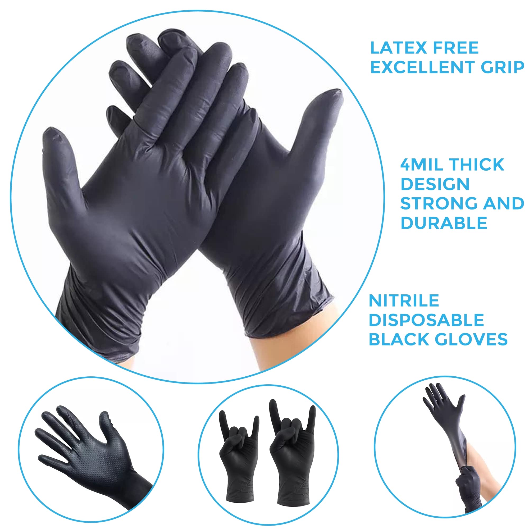 Buy 4 mil Nitrile Gloves Disposable Latex Free Black