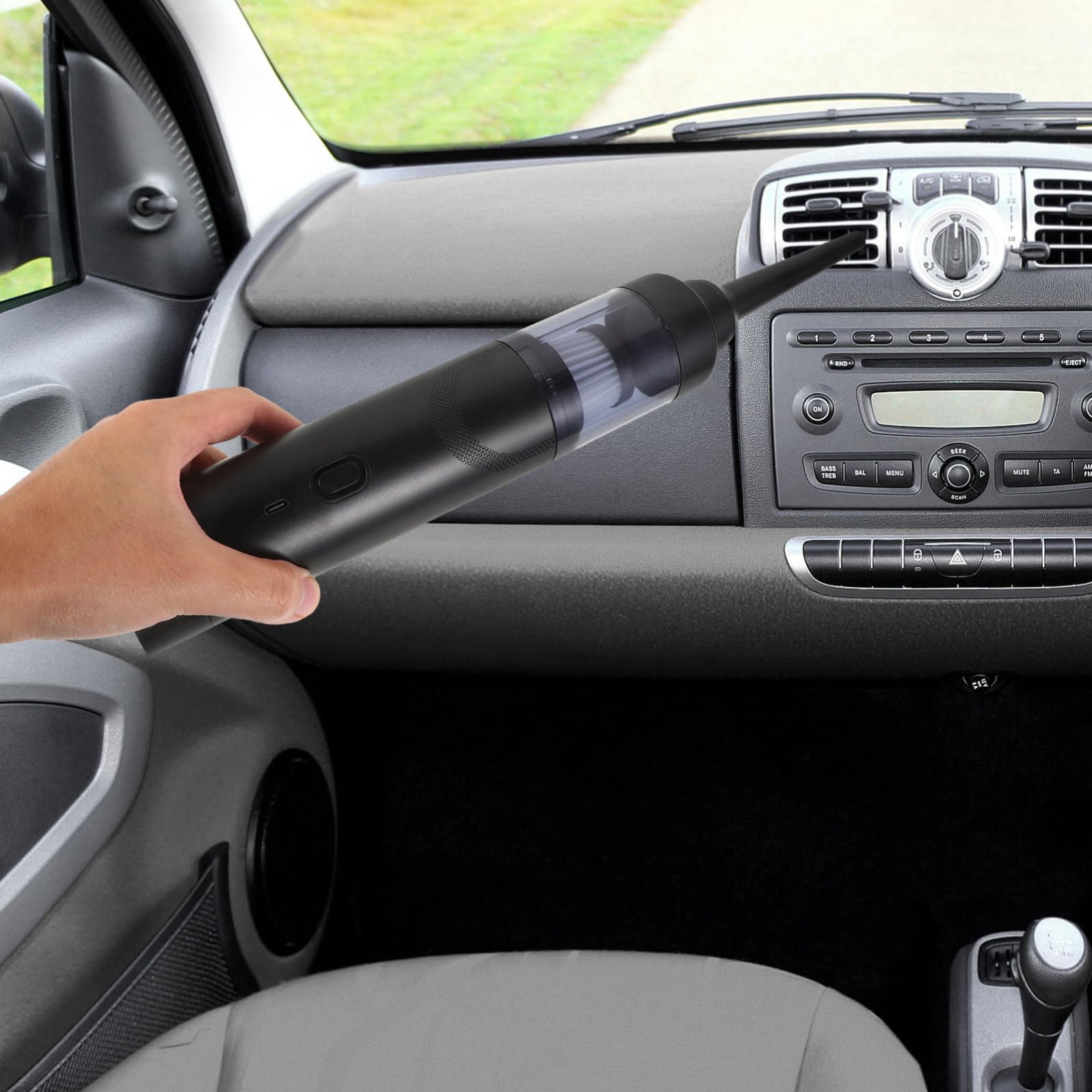 Alasum Aspirapolvere Portatile per Auto senza Fili, Design Cordless Compatto in Plastica con Accessori Multipli e Sacchetto la Pulizia di Casa e Animali