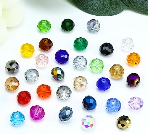 Miniatura 5 de 200 cuentas de cristal Briolette de 0.315 pulgadas para la fabricación de joyas, cuentas de cristal Rondelle para manualidades, campanillas de