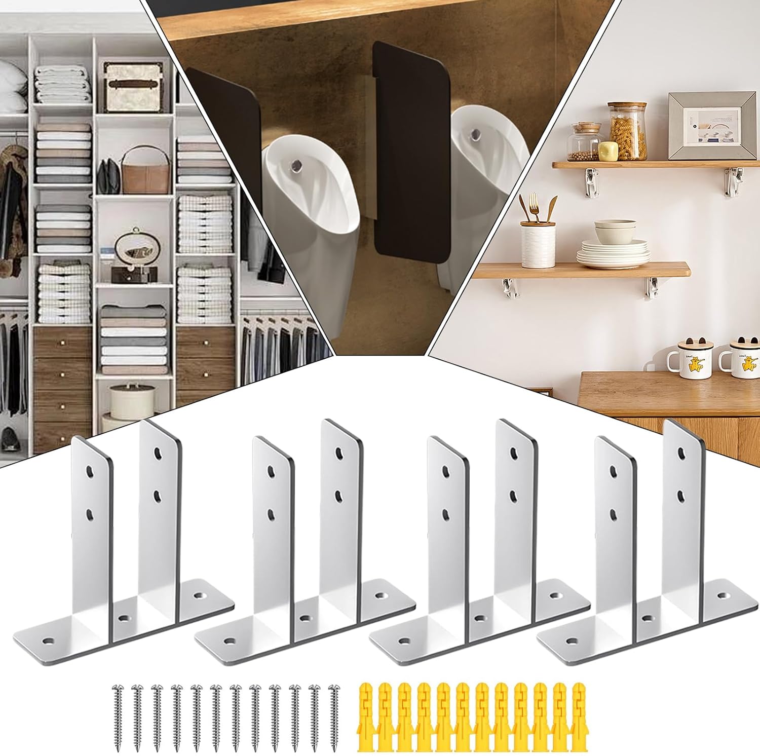 Urinal Screen Partition Bracket - Toilet Hardware,Urinal Screen Wall Hardware | for Facility Managers Janitorial Staff Restrooms Restaurants Office Building Schools Hotels Hospitals