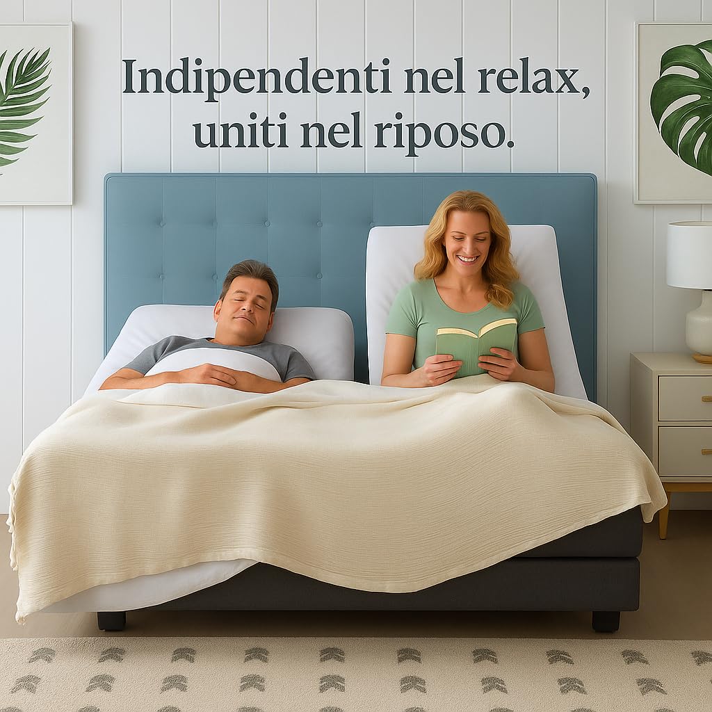 Materasso Memory Foam Matrimoniale 'Butterfly' - Comfort Personalizzato Per Rete Matrimoniale Elettrica - Indipendenza Regolabile, Struttura A 3 Strati, Altezza 23 cm (160x190)