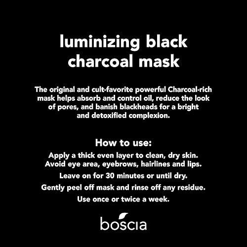 Miniatura 10 de boscia Máscara de carbón luminizante mascarilla facial vegana cuidado de la piel sin crueldad removedor de puntos negros de carbón activado