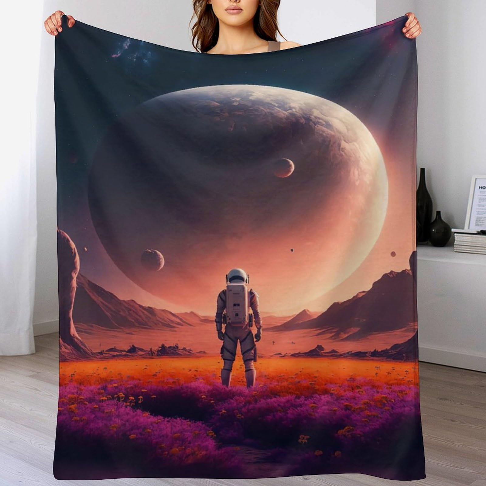 Couverture astronaute lit flannel chaude jeté de canapé anti-plis quatre saisons 130x180
