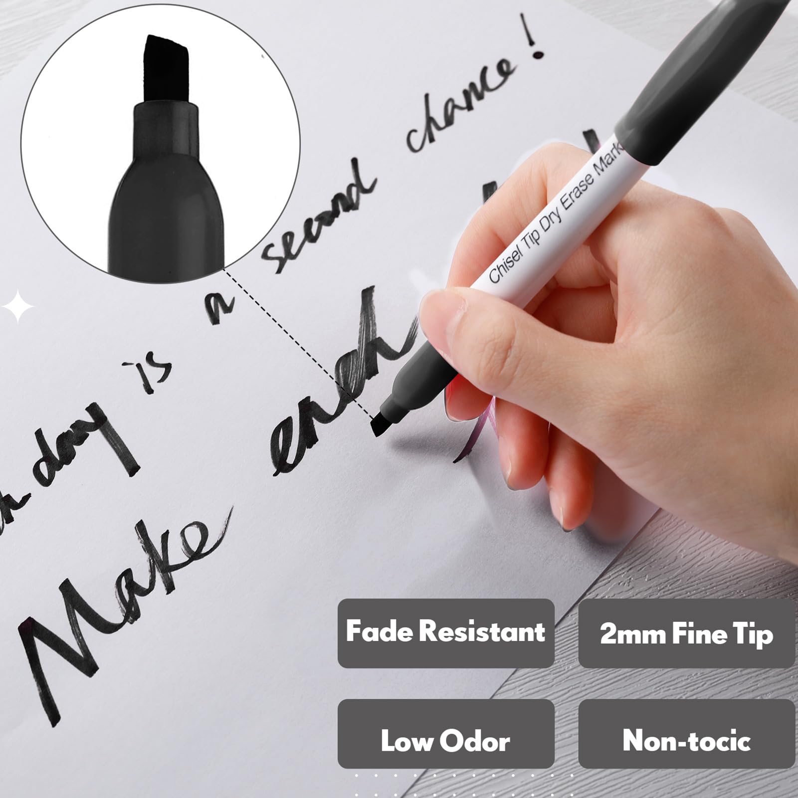 Sepamoon Whiteboard-Marker, trocken abwischbar, Keilspitze, geruchsarm, trocken abwischbar, Marker für Schule, Büro, Zuhause, 240 Stück