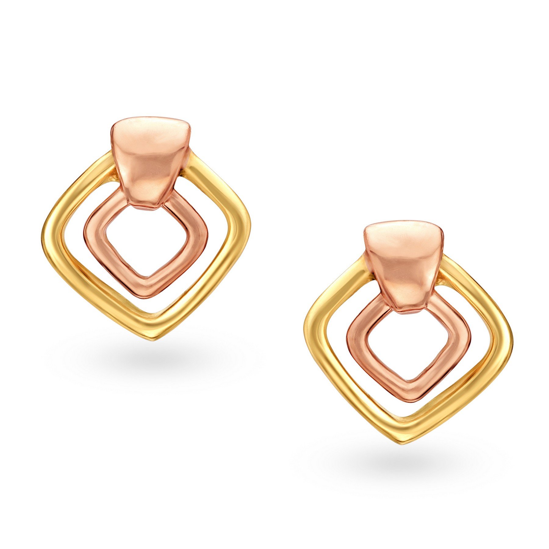 Mia by Tanishq14KT 2 Colour Gold Stud Earrings for Women, No Gemstone, Metal, No Gemstone
