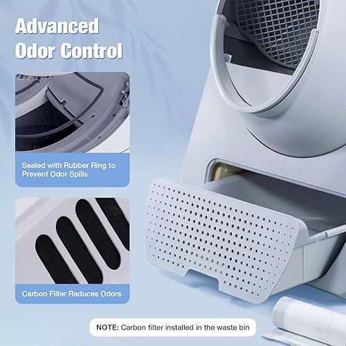 Miniatura 3 de CATLINK Caja de arena para gatos autolimpiante, sensores de seguridad automáticos para varios gatos, 3.5  22 libras, eliminación de olores doble con