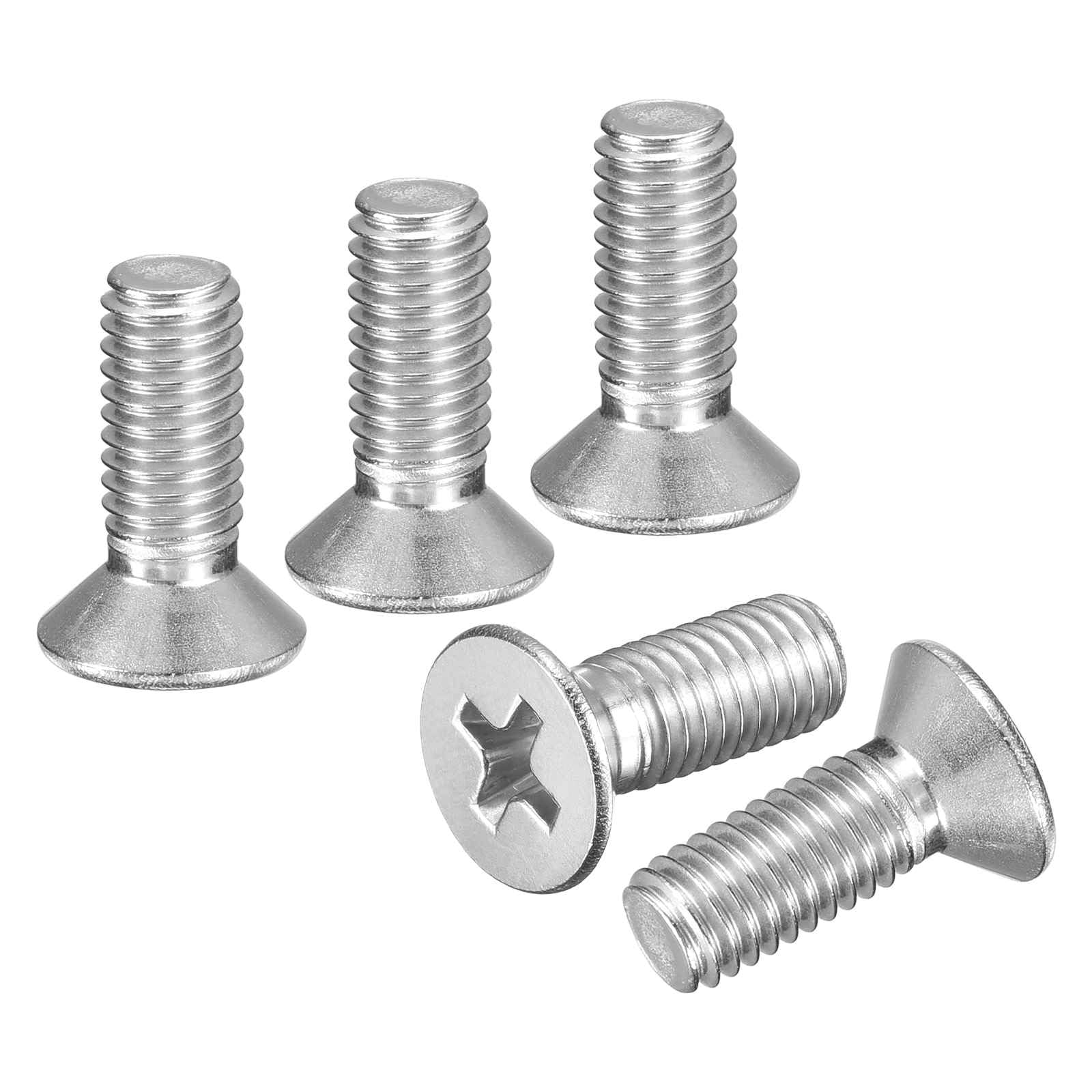 DTGN M5-0.8x14 Flat Head Countersunk Machine Screws - 60pcs - Good for Furniture and Machinery - 304 Stainless Steel Phillips Machine Screws Bolts - Silver