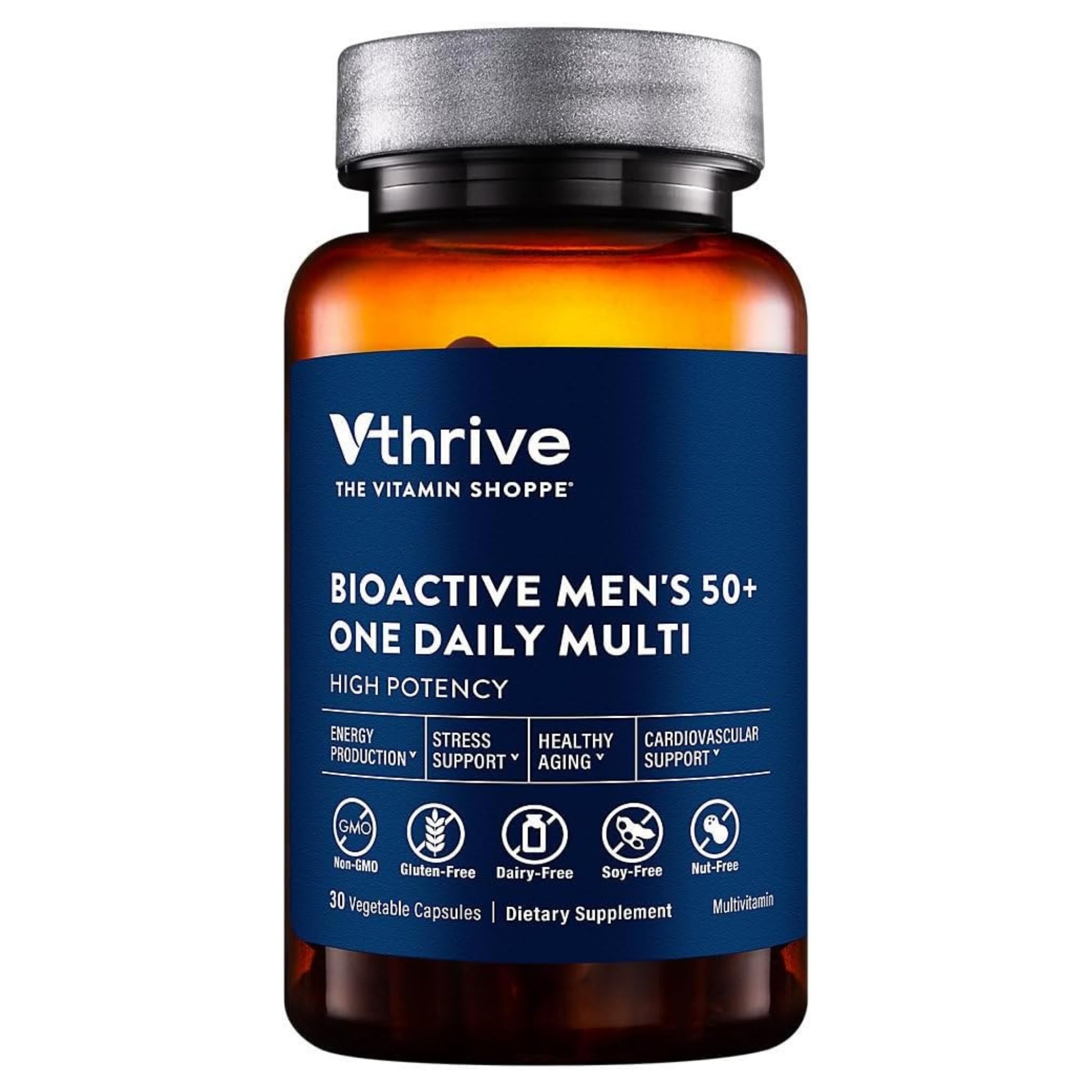 Vthrive BioActive Men 50+ One Daily Multivitamin, 30 Capsules | Men’s Multivitamin With Essential Vitamins and Minerals, Supports Daily Health and Wellness, Gluten Free, Vegetarian Capsules