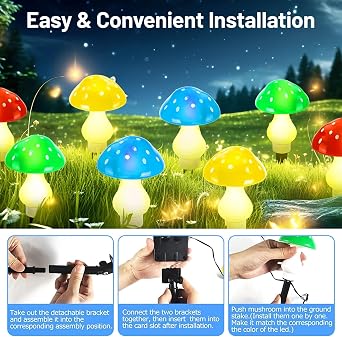 Mushroom Solar Lights Outdoor Garden, Solar Powered Mushroom Stake Lights [Energy Class A]
