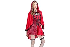 jsaierl Halloween Costumes for Women Cosplay Gothic Red Riding Hood Costume Oktoberfest...
