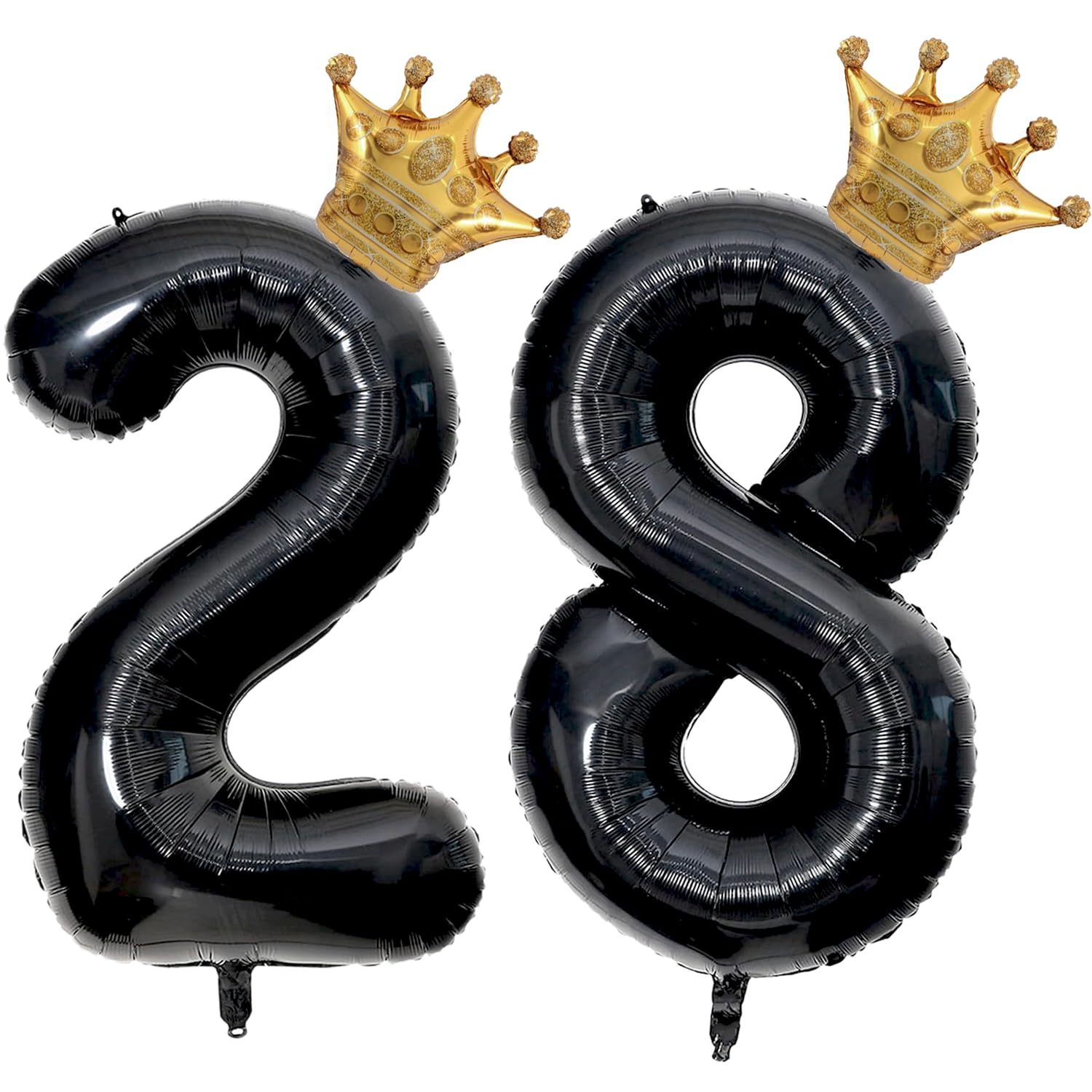 40 inch Large Black 28 Balloon Number with Gold Crown Balloons 28th Birthday Big Foil Mylar Helium Balloon for Boys Girls 28th Birthday Anniversary Decorations Supplies Favors(Number 28 Balloons）