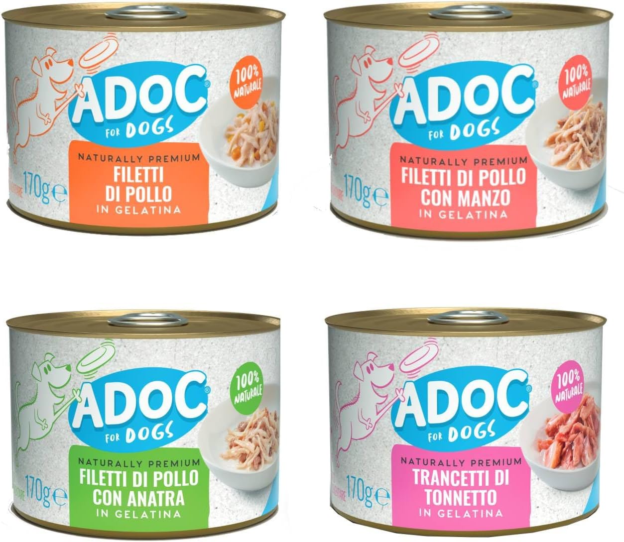 ADoC Dog Cibo Umido per Cani MIX 4 - Trancetti di Tonnetto,...