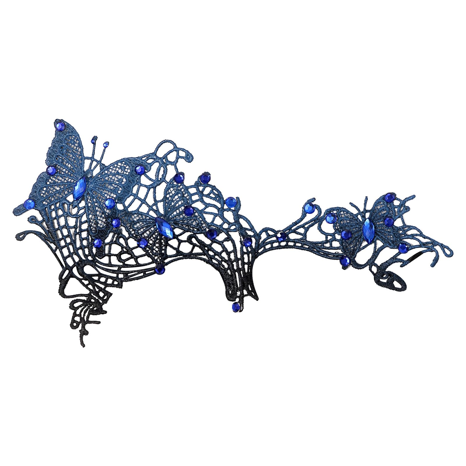 Oidea Womens Masquerade Mask: Halloween Butterfly Spiderweb Lace Half Face Mask Costume Prom Cosplay Party Masks Blue