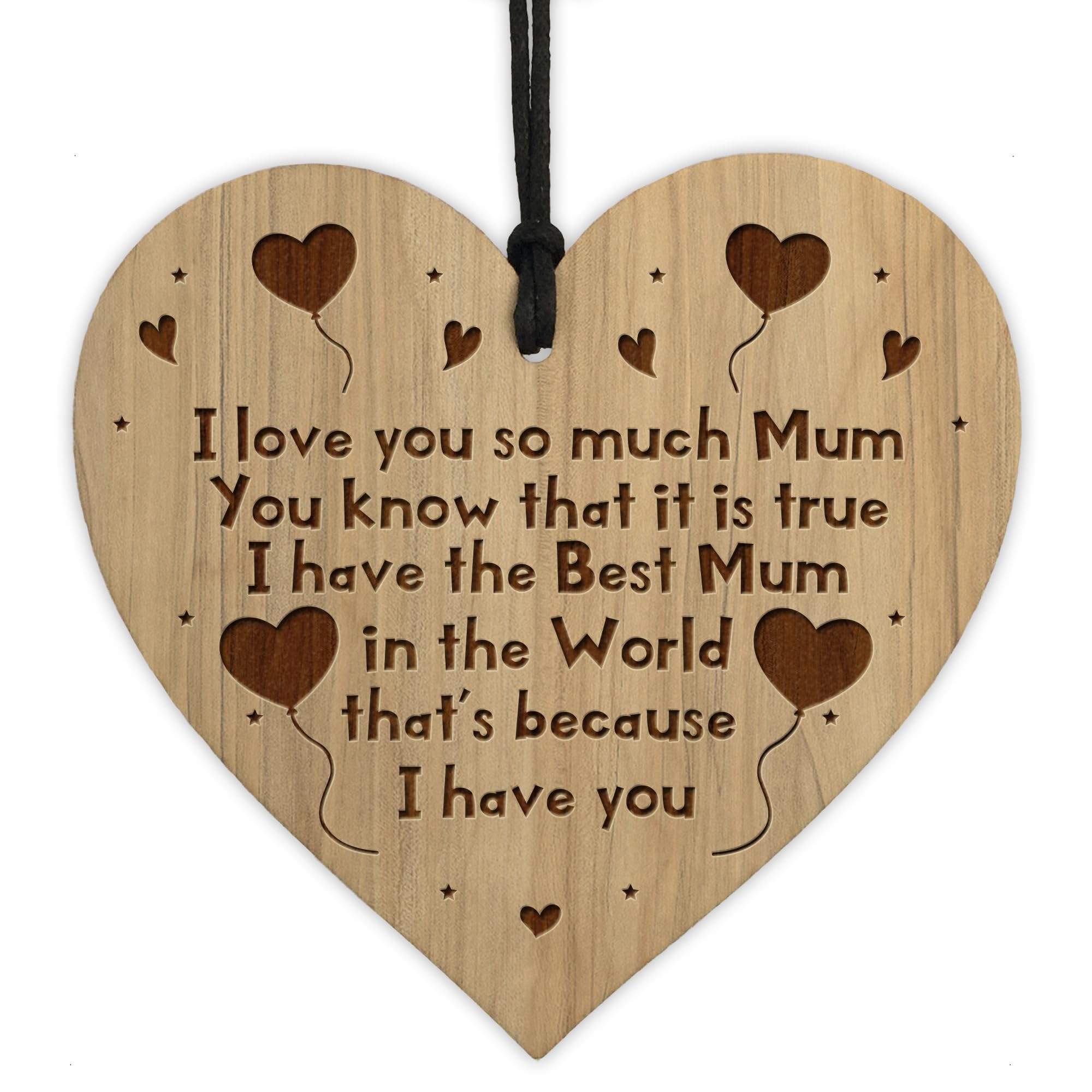 Red Ocean Mum Gifts For Birthday Engraved Wood Heart Gift For Mum Gift For Her Mother Daughter Gifts Special Keepsake Gift From Son