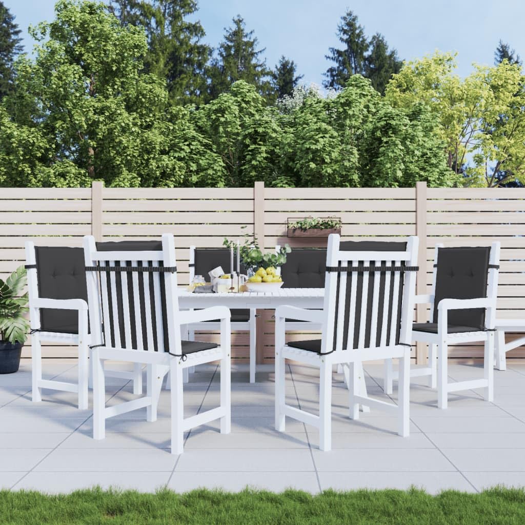 vidaXL Lot de 6 Coussins de Chaise de Jardin à Dossier Bas, Coussins de Siège de Patio, Coussins de Canapé de Jardin, Coussins d'Assise Extérieur, Noir
